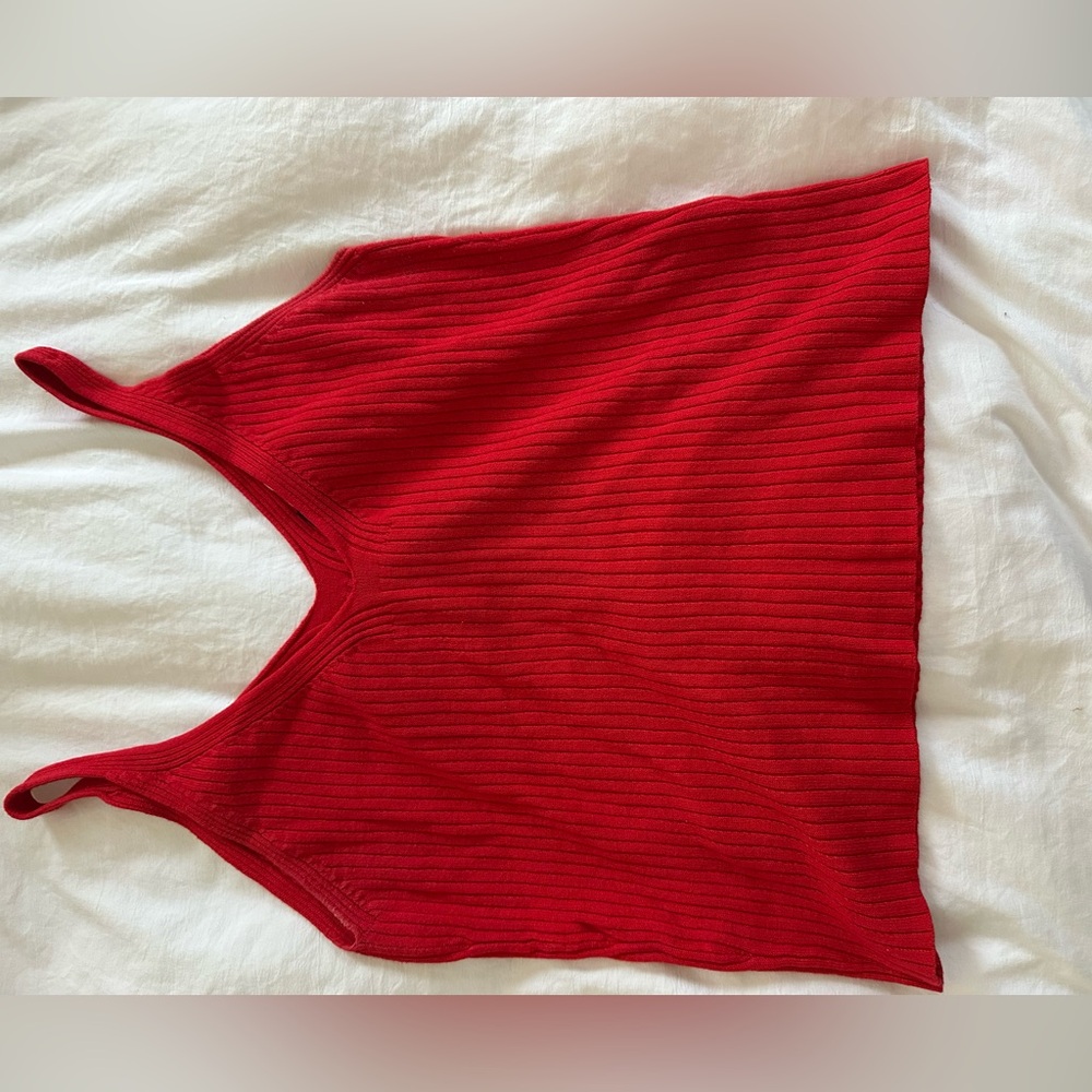 Red Sleeveless Ribbed Top